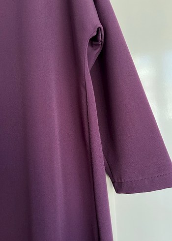 Düğmeli Mor Kadın Uzun Pardesü - Görsel 4