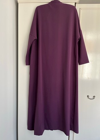 Düğmeli Mor Kadın Uzun Pardesü - Görsel 5