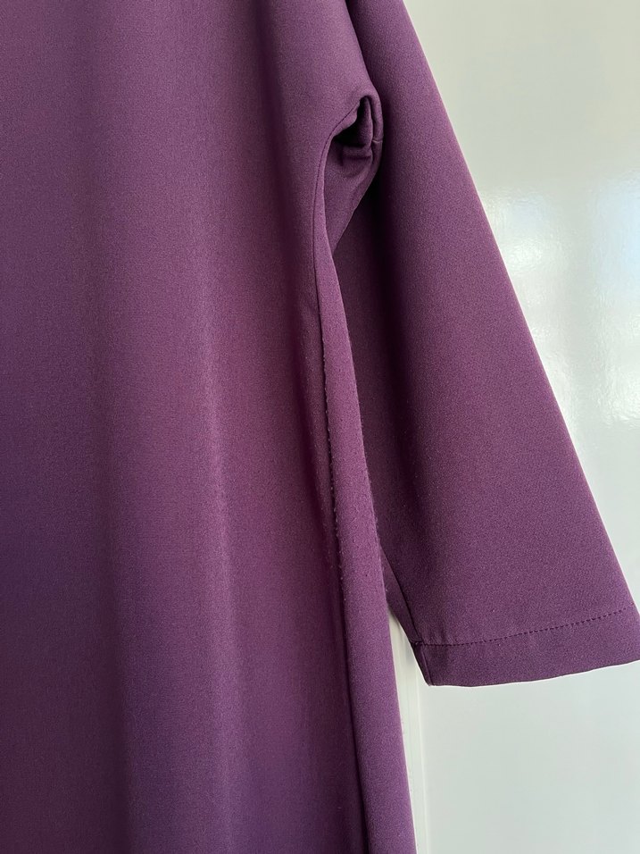 Düğmeli Mor Kadın Uzun Pardesü - Görsel 4