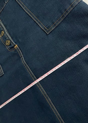 Düğmeli Lacivert Denim Etek - Görsel 5
