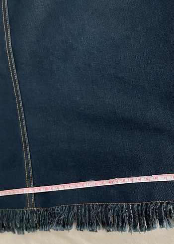 Düğmeli Lacivert Denim Etek - Görsel 6