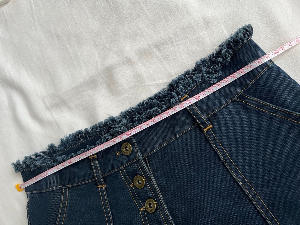 Düğmeli Lacivert Denim Etek - Görsel 4