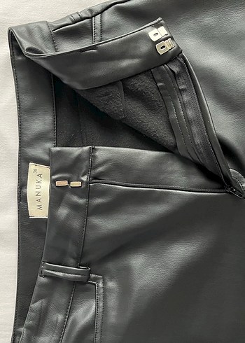 Manuka Deri Siyah Kadın Pantolon - Görsel 4