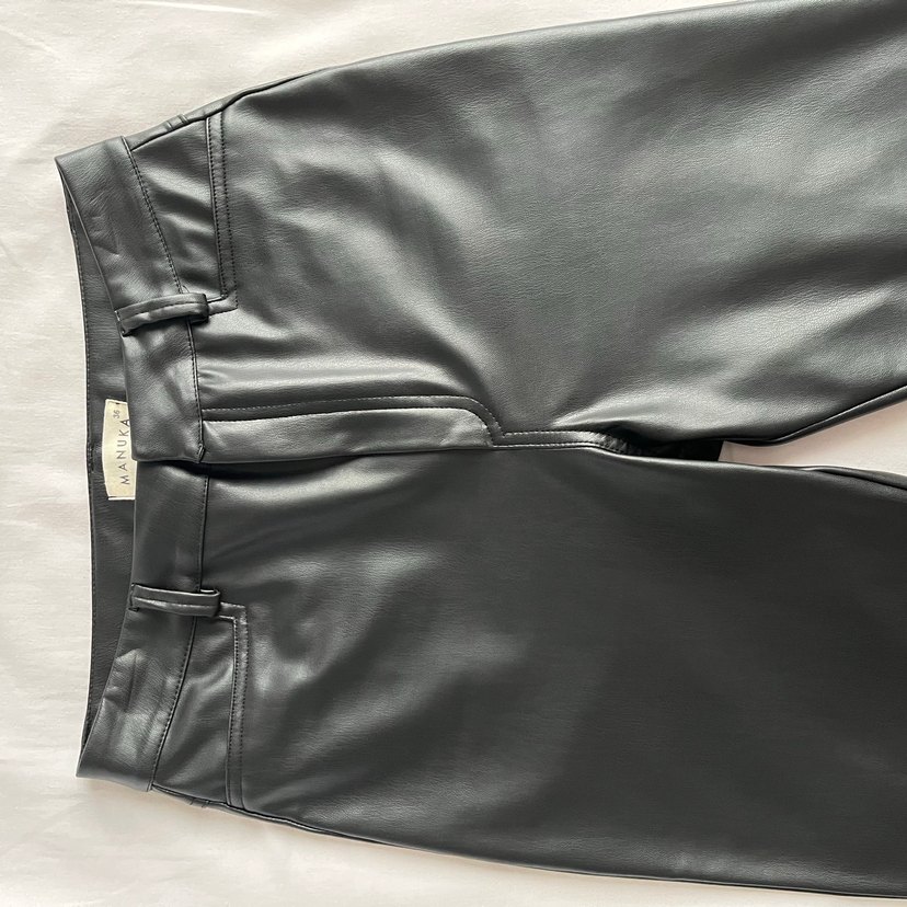 Manuka Deri Siyah Kadın Pantolon - Görsel 3