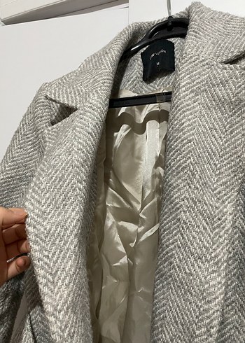 Kemerli Uzun Gri Kaban - Görsel 4