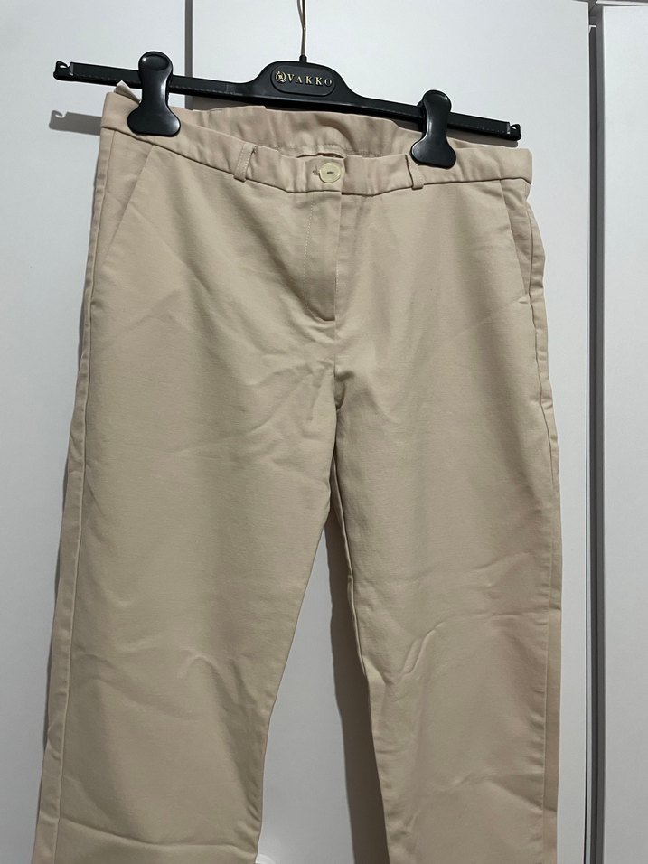 Bej Midi Kadın Kumaş Pantolon - Görsel 2