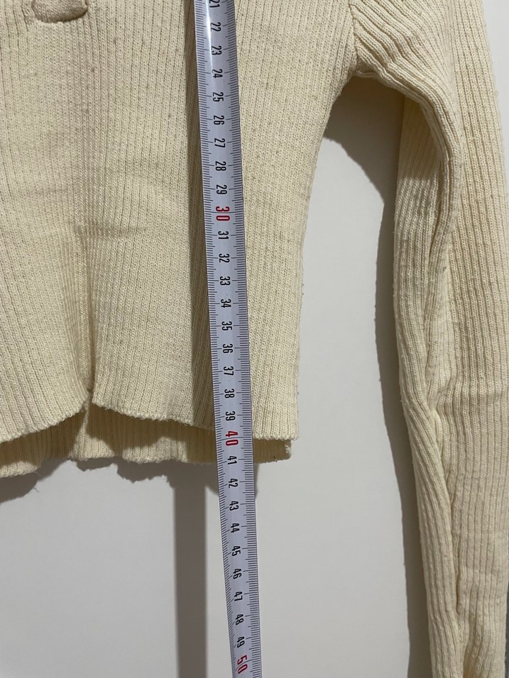 Bej Düğmeli Polo Yaka Kadın Triko - Görsel 4