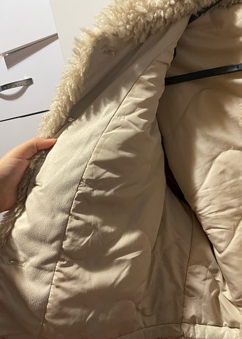 Bej Kürk Detaylı Midi Kadın Ceket - Görsel 3