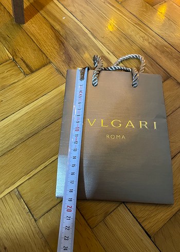 Gri Bvlgari Roma Baskılı Kağıt Çanta - Görsel 5