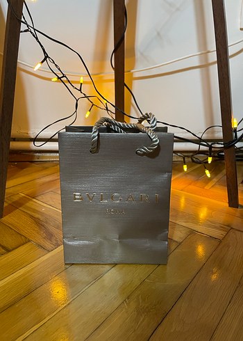 Gri Bvlgari Roma Baskılı Kağıt Çanta - Görsel 3