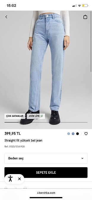 Bershka straight yüksek bel jean