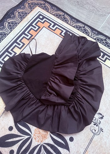 Siyah Mini Fırfırlı büstiyer - Görsel 2