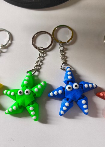 Renkli Yıldız Anahtarlık Seti - Zincir Detaylı - Görsel 3