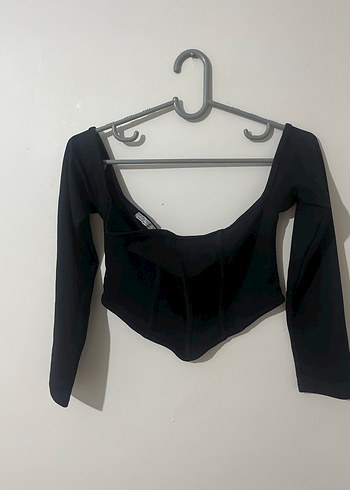 Siyah V Yaka Mini Bluz - Görsel 2