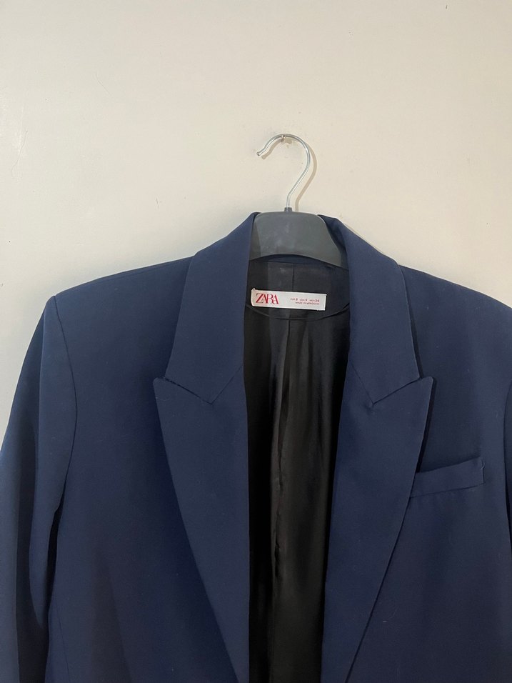 Düğmeli Lacivert Kadın Blazer Ceket - Görsel 3