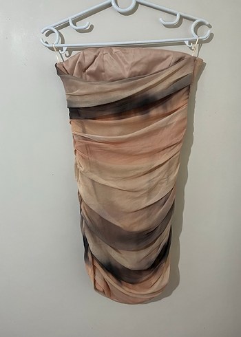 Drapeli Straplez Mini Elbise - Görsel 4