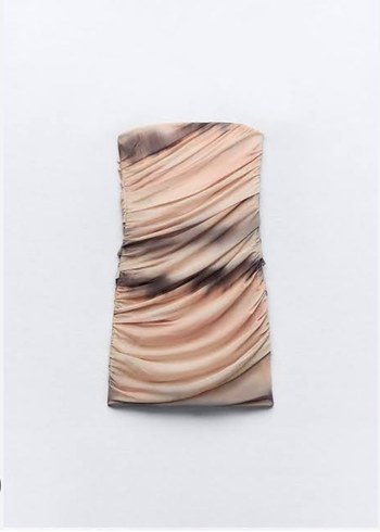 Drapeli Straplez Mini Elbise - Görsel 2