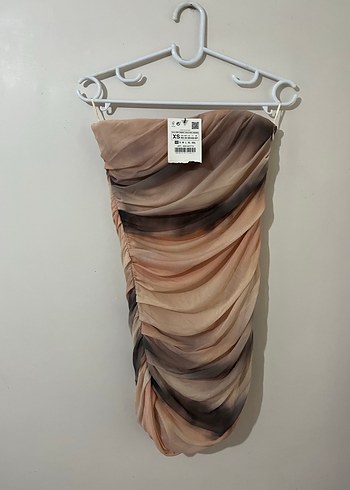 Drapeli Straplez Mini Elbise - Görsel 3