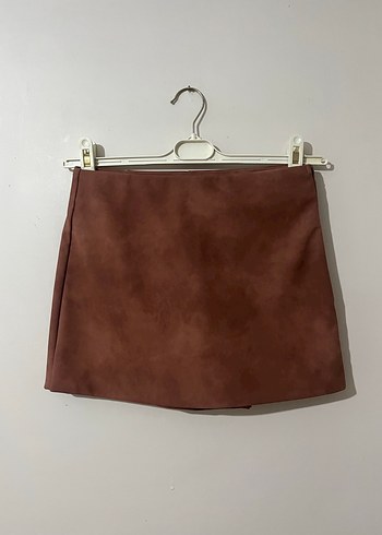 Süet Görünümlü Mini Etek - Görsel 3