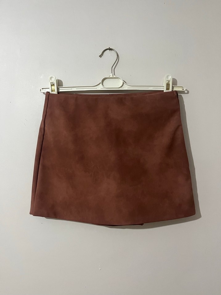 Süet Görünümlü Mini Etek - Görsel 3