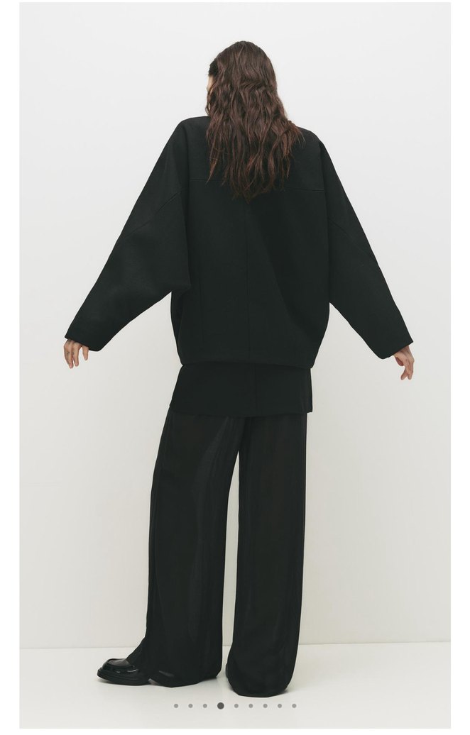 Düğmeli Siyah Yün Kadın Ceket - Görsel 4