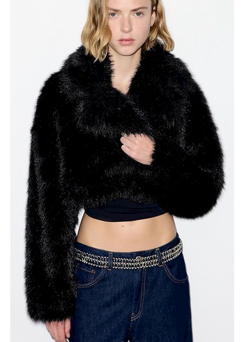 Siyah Kürklü Midi Kadın Ceket - Görsel 2