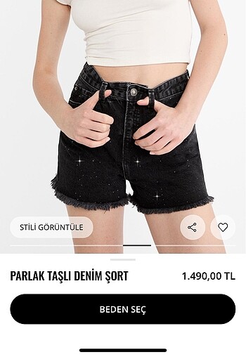 36 Beden mavi Renk PARLAK TAŞLI DENİM ŞORT