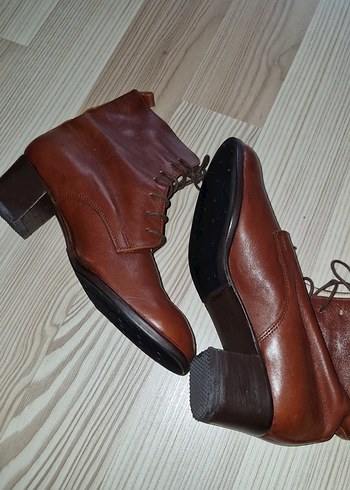 Kahverengi Deri Kadın Dolgu Topuk Bot - Görsel 5