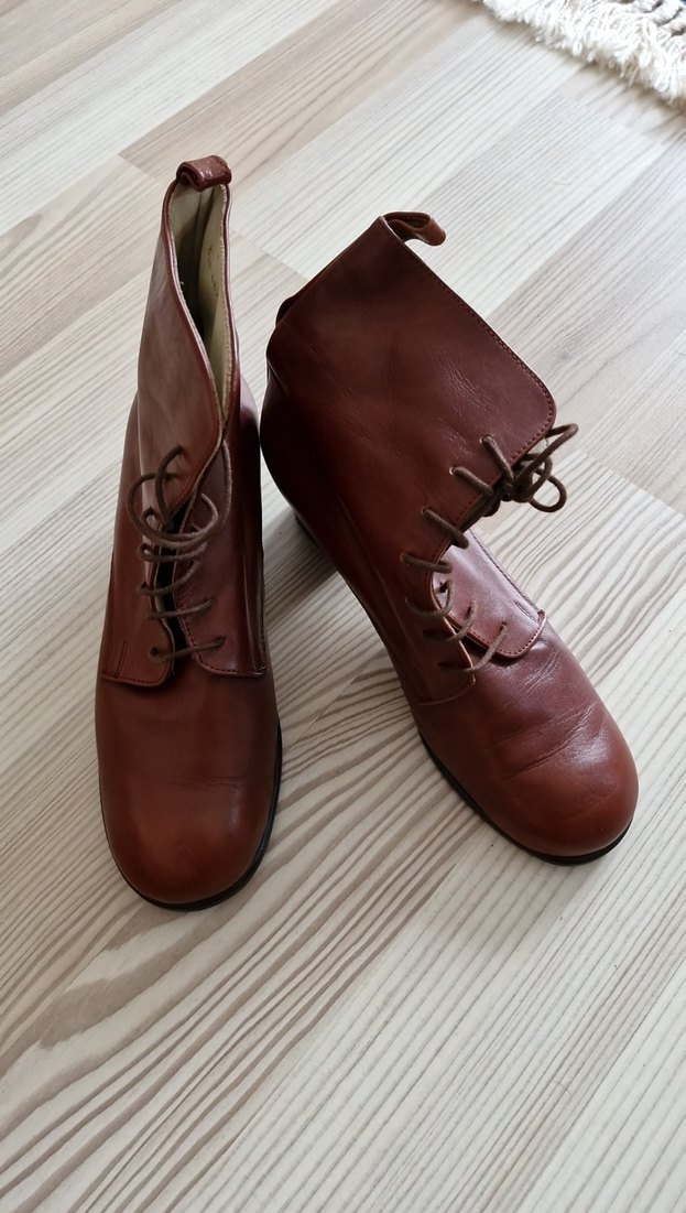 Kahverengi Deri Kadın Dolgu Topuk Bot - Görsel 2