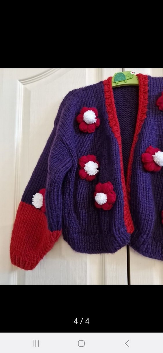 Kadın Mor Kırmızı Örgü Hırka - Görsel 4