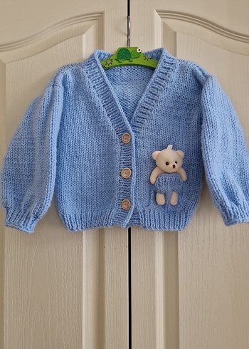 Erkek Bebek Mavi Örgü Hırka - Görsel 2