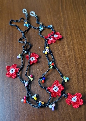 Uzun Renkli Boncuklu Bohem Çiçek gözlük aksesuarı - Görsel 2