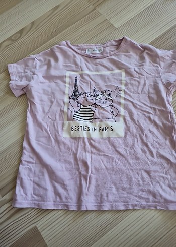 Kız Çocuk Pembe Pamuklu Baskılı Tişört