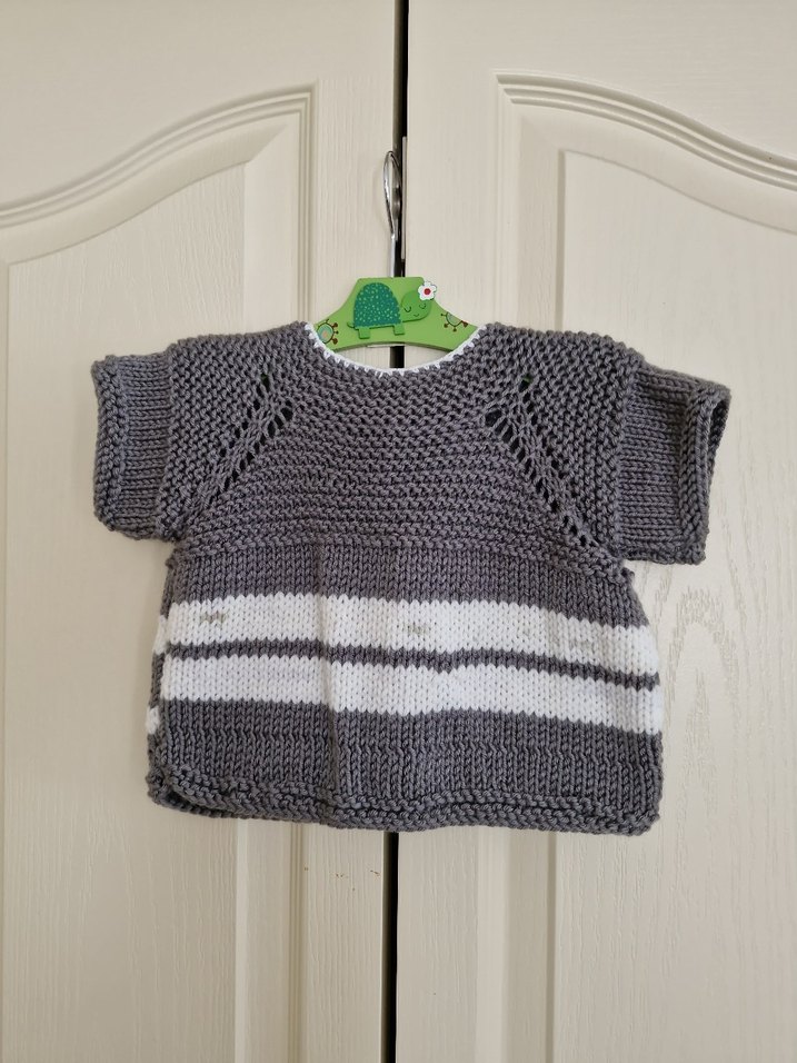 Çocuk Gri Örgü Kısa Kollu Hırka - Görsel 3