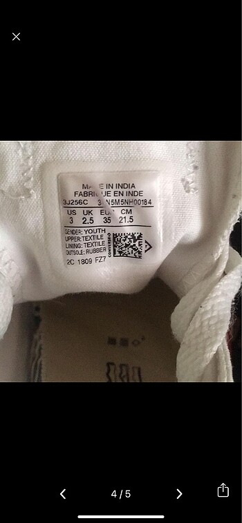 35 Beden beyaz Renk Converse 35 numara