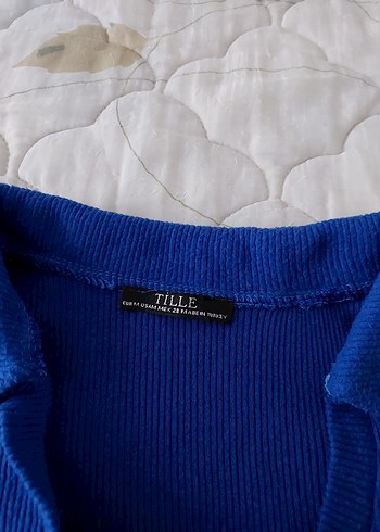 Uzun Kollu Mavi Triko Kazak - Görsel 3