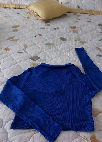 Uzun Kollu Mavi Triko Kazak - Görsel 2