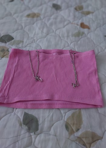 Pembe İnce Askılı Crop Top - Görsel 2