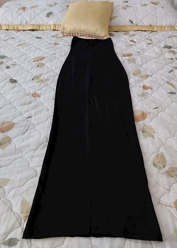 Siyah Drapeli Uzun Kadın elbise - Görsel 2