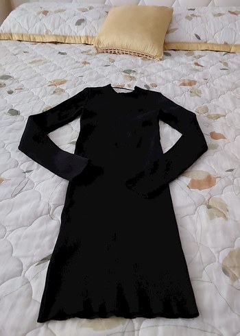 Siyah Uzun Kollu Kadın Triko Elbise - Görsel 2