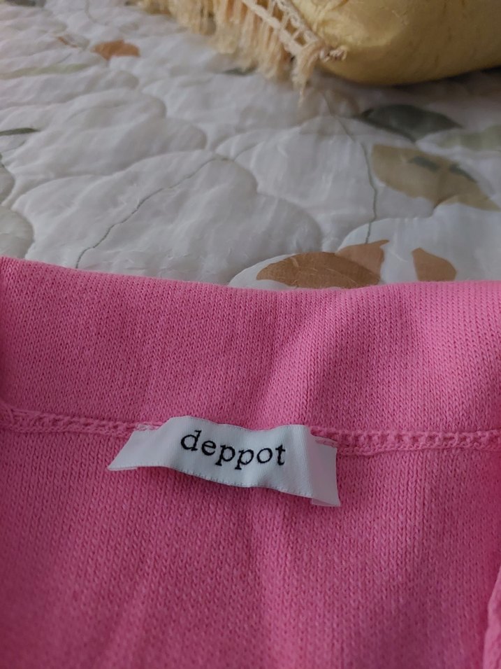 Pembe V Yakalı Triko Uzun Elbise - Görsel 3