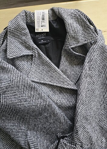 l Beden gri Renk Kaşe kaban oversize large beden sıfır ürün