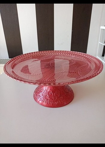 Kırmızı Ayaklı Pasta Tabağı Kapaklı - Görsel 3