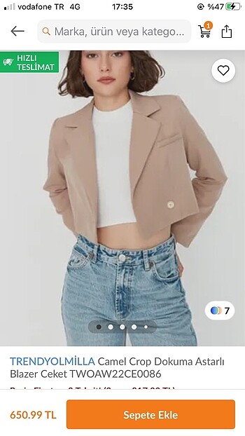 CROP BLAZER CEKET