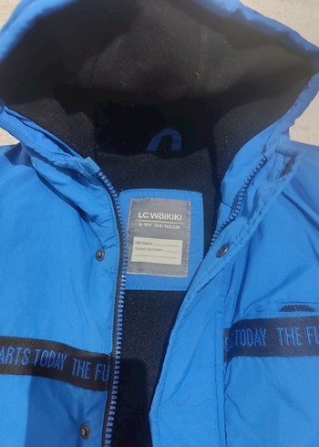 Erkek Çocuk Mavi Kapüşonlu Düğmeli Mont - Görsel 2