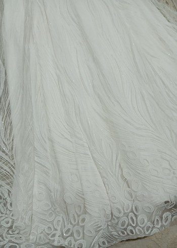 V Yaka Kolsuz Beyaz Bohem Gelinlik - Görsel 2