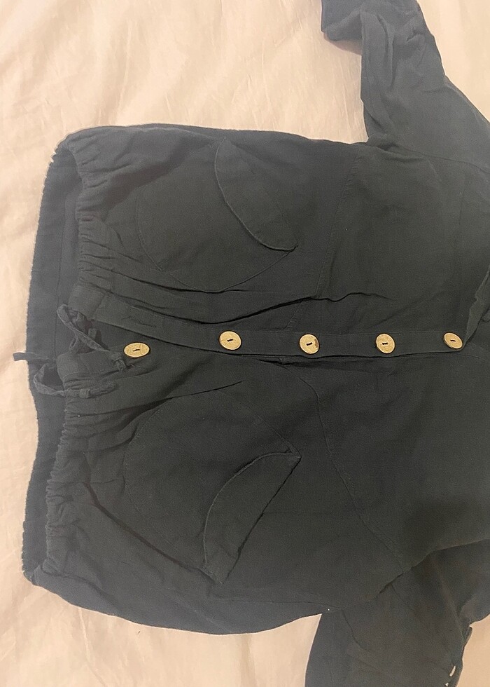 Siyah keten ceket - Görsel 4