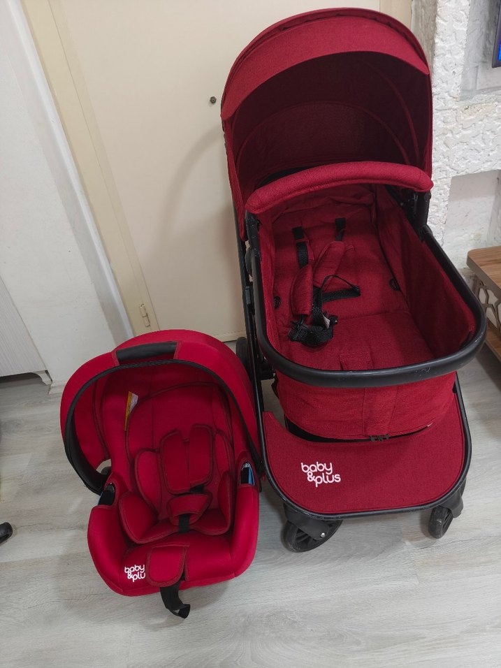 Kırmızı Bebek Oto Koltuğu ve Puset Seti - Görsel 4