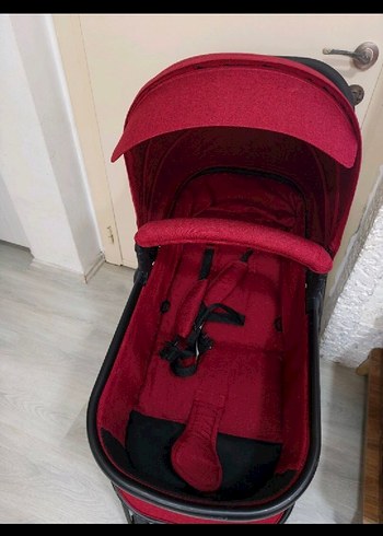 Koyu Kırmızı Bebek Arabası ve Oto Koltuğu - Görsel 5