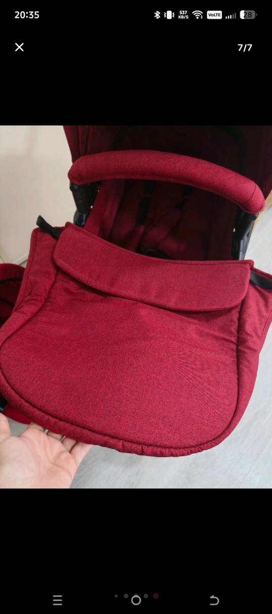 Koyu Kırmızı Bebek Arabası ve Oto Koltuğu - Görsel 4